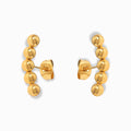 Glozya 18K Gold Plated Beaded Stud Earrings featuring a minimalist, beaded design crafted from waterproof, hypoallergenic stainless steel with a polished gold finish.