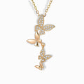 18K Gold Plated Butterfly Drop Necklace with cubic zirconia accents.