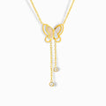 Glozya 18K Gold Plated Butterfly & Zircon Necklace featuring a delicate butterfly pendant with cubic zirconia accents and an adjustable chain.