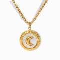 18K gold plated crescent moon pendant necklace with a clean, polished finish.