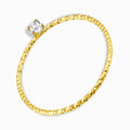 18K Gold Plated Hammered Band Ring with CZ – Minimalist & Elegant