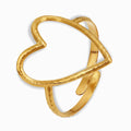 18K Gold Plated Open Heart Statement Ring – Adjustable & Waterproof