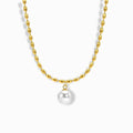 8K Gold Plated Pearl Drop Necklace with a delicate gold chain.