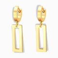 Glozya 18K Gold Plated Rectangle Drop Congo Earrings featuring a modern geometric design, crafted from stainless steel with triple-layer 18K gold plating, hypoallergenic and waterproof.