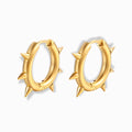 Glozya 18K Gold Plated Warrior Congo Earrings featuring a bold spiked hoop design in stainless steel with a high-polish 18K gold-plated finish. Waterproof, hypoallergenic, and tarnish-free.