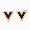 Glozya 18K Rose Gold Plated Black Enamel V Stud Earrings featuring a sleek V-shaped design with bold black enamel, crafted from waterproof, hypoallergenic gold-plated stainless steel.