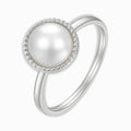 Stainless Steel Pearl Halo Ring – Elegant & Waterproof