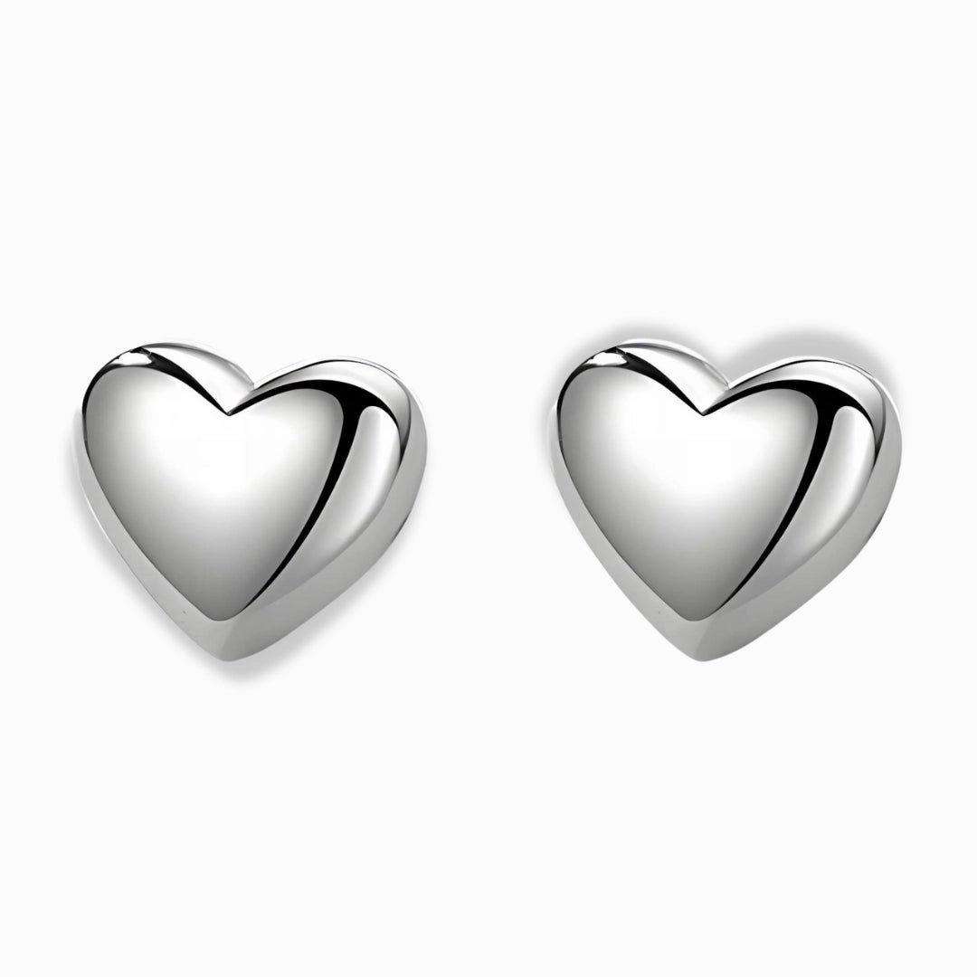 Glozya Stainless Steel Puffy Heart Stud Earrings featuring a minimalist, heart-shaped design crafted from waterproof, hypoallergenic stainless steel.