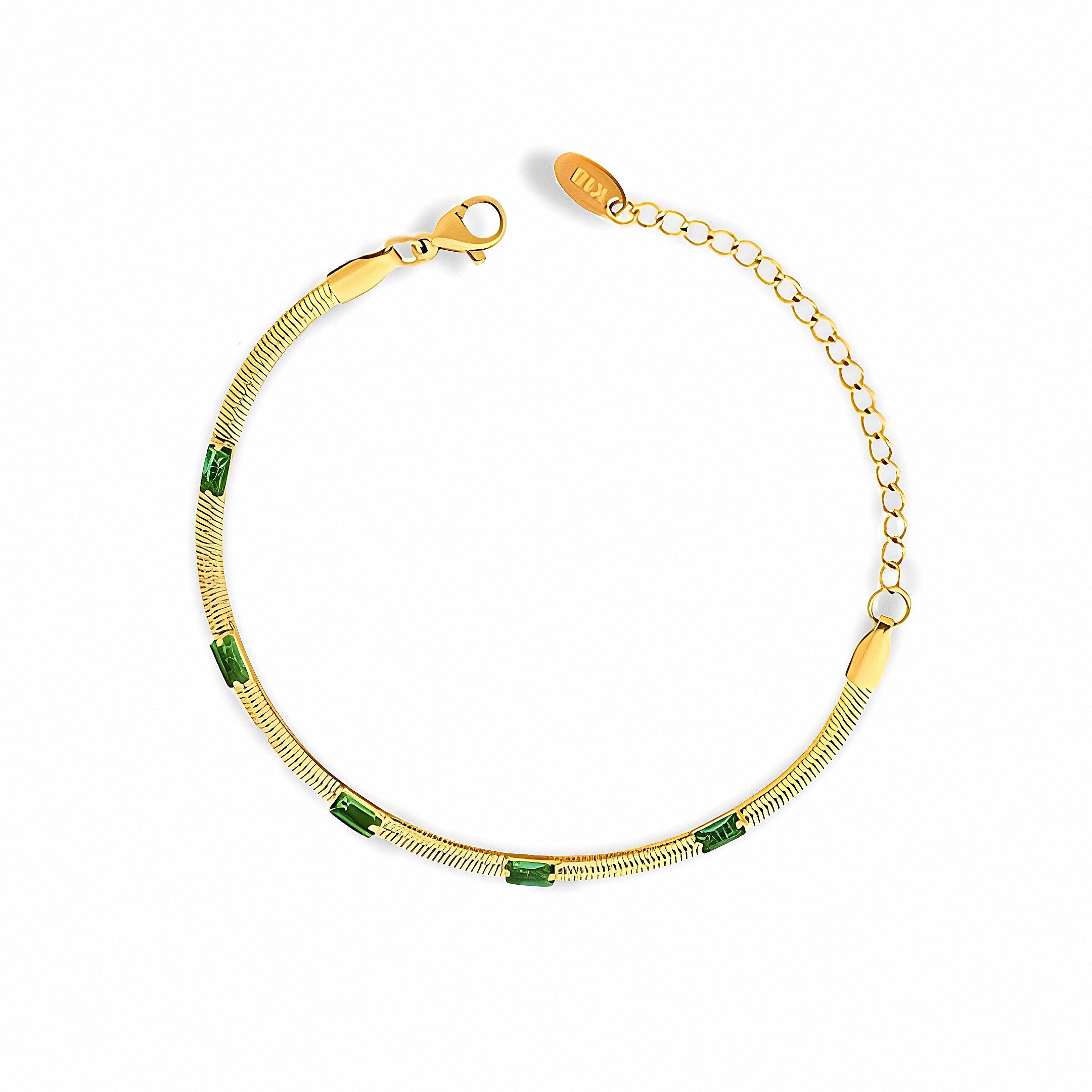 Glozya Adjustable Bracelet With Green Stones — studio product photo on white background