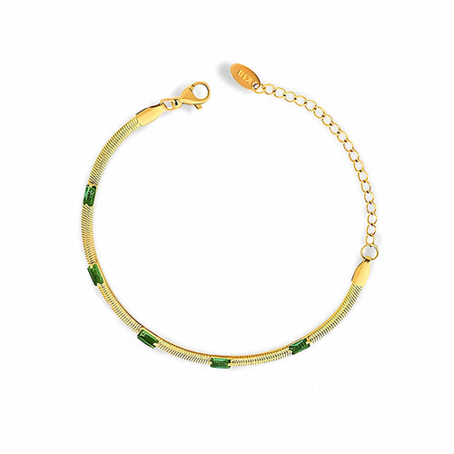 Glozya Adjustable Bracelet With Green Stones — studio product photo on white background