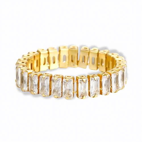 Glozya Baguette Cut CZ Band Ring — studio product photo on white background