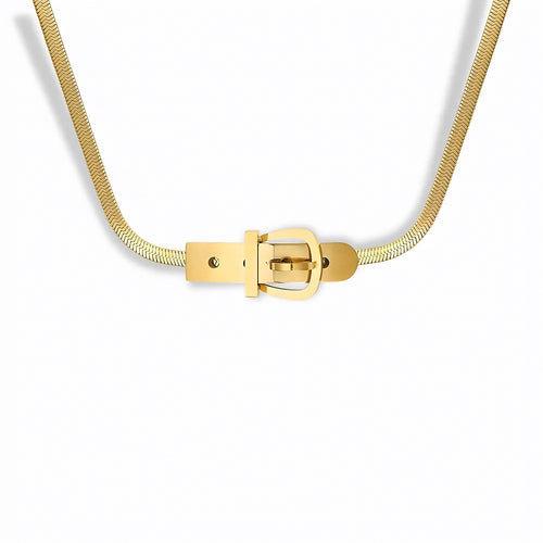 Glozya Belt Buckle Necklace — studio product photo on white background