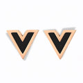 Glozya Black Enamel V-Stud Earrings — studio product photo on white background