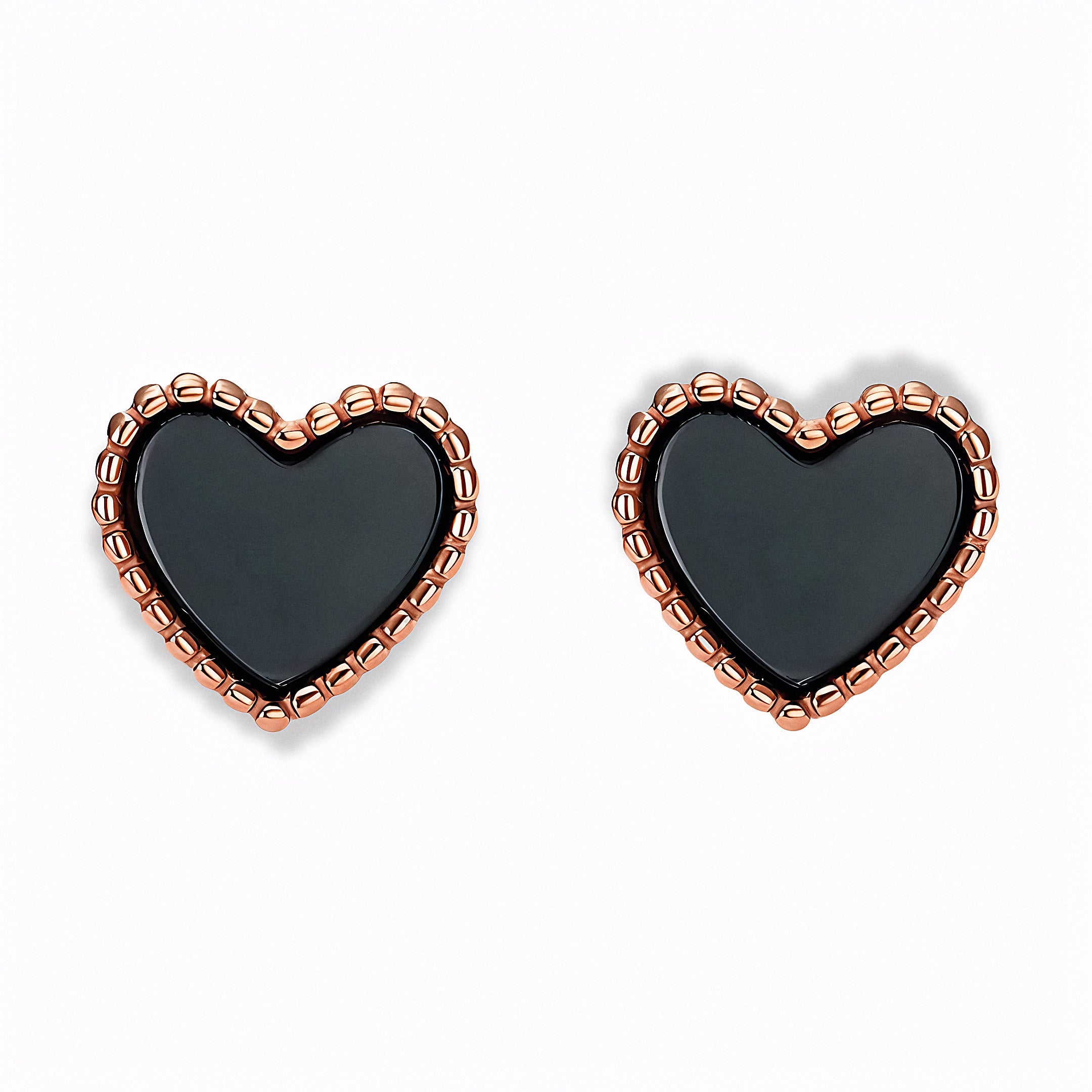 Glozya Black Heart Stud Earrings — studio product photo on white background