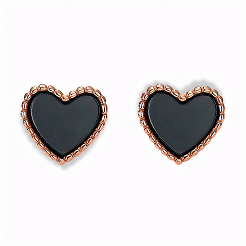Glozya Black Heart Stud Earrings — studio product photo on white background