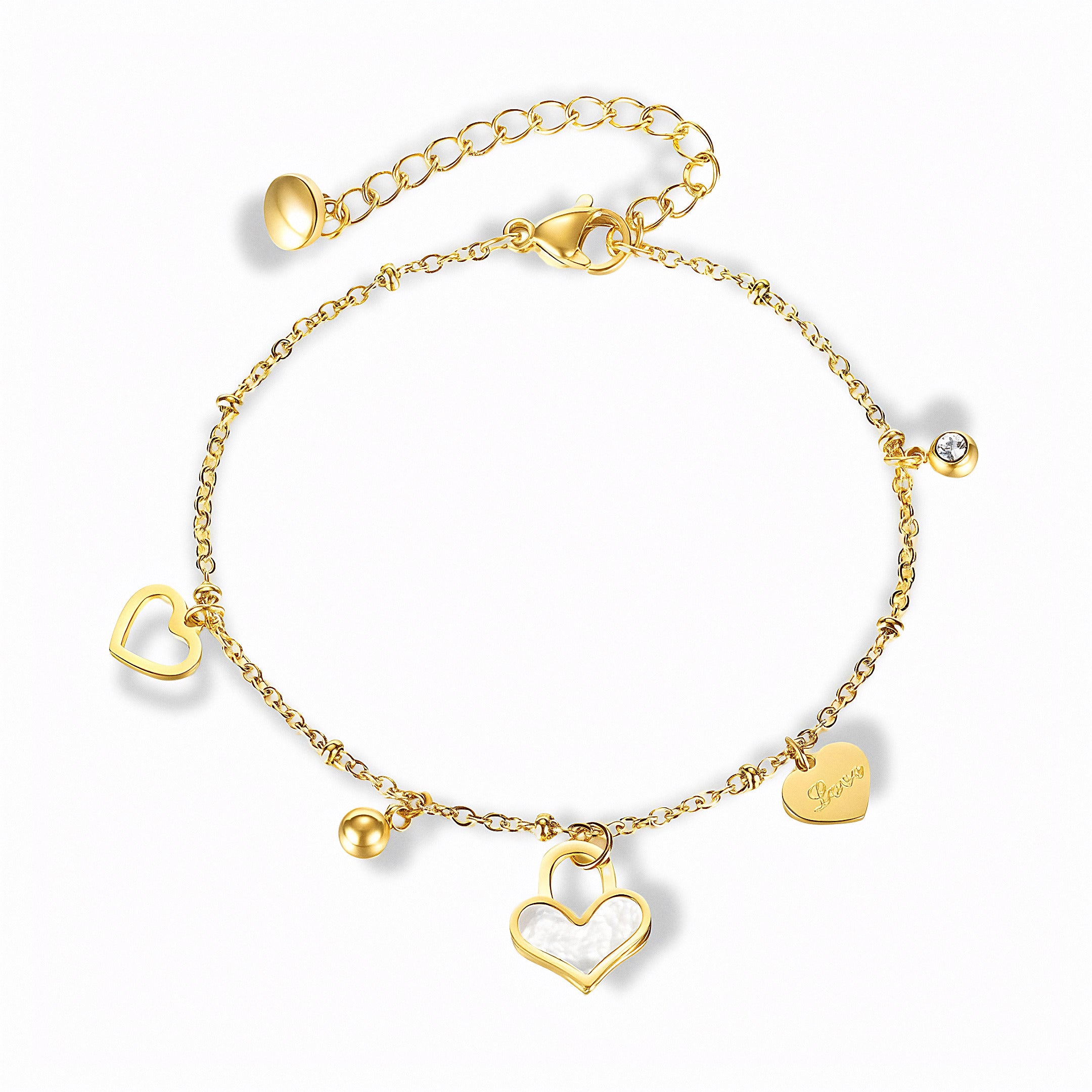 Glozya Bracelet With Love Charms — studio product photo on white background