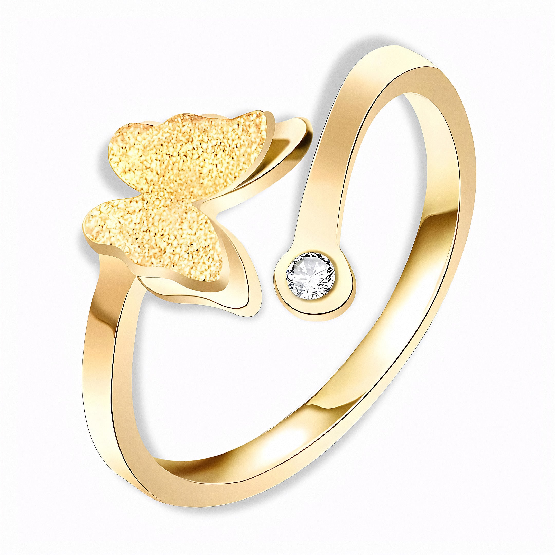 Glozya Butterfly CZ Ring — studio product photo on white background