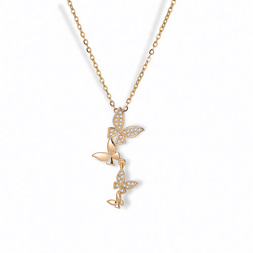 Glozya Butterfly Drop Necklace — studio product photo on white background (detail view)