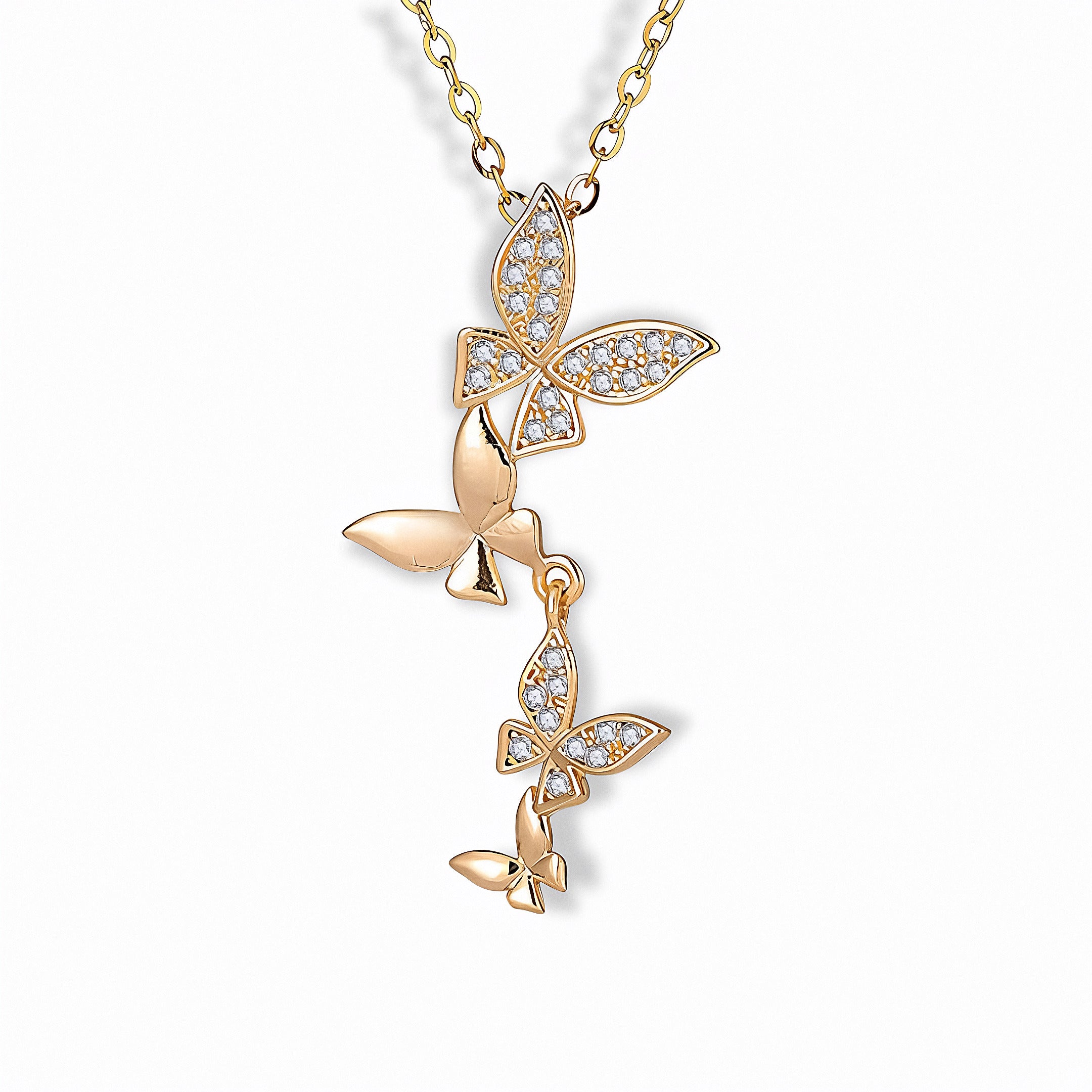 Glozya Butterfly Drop Necklace — studio product photo on white background