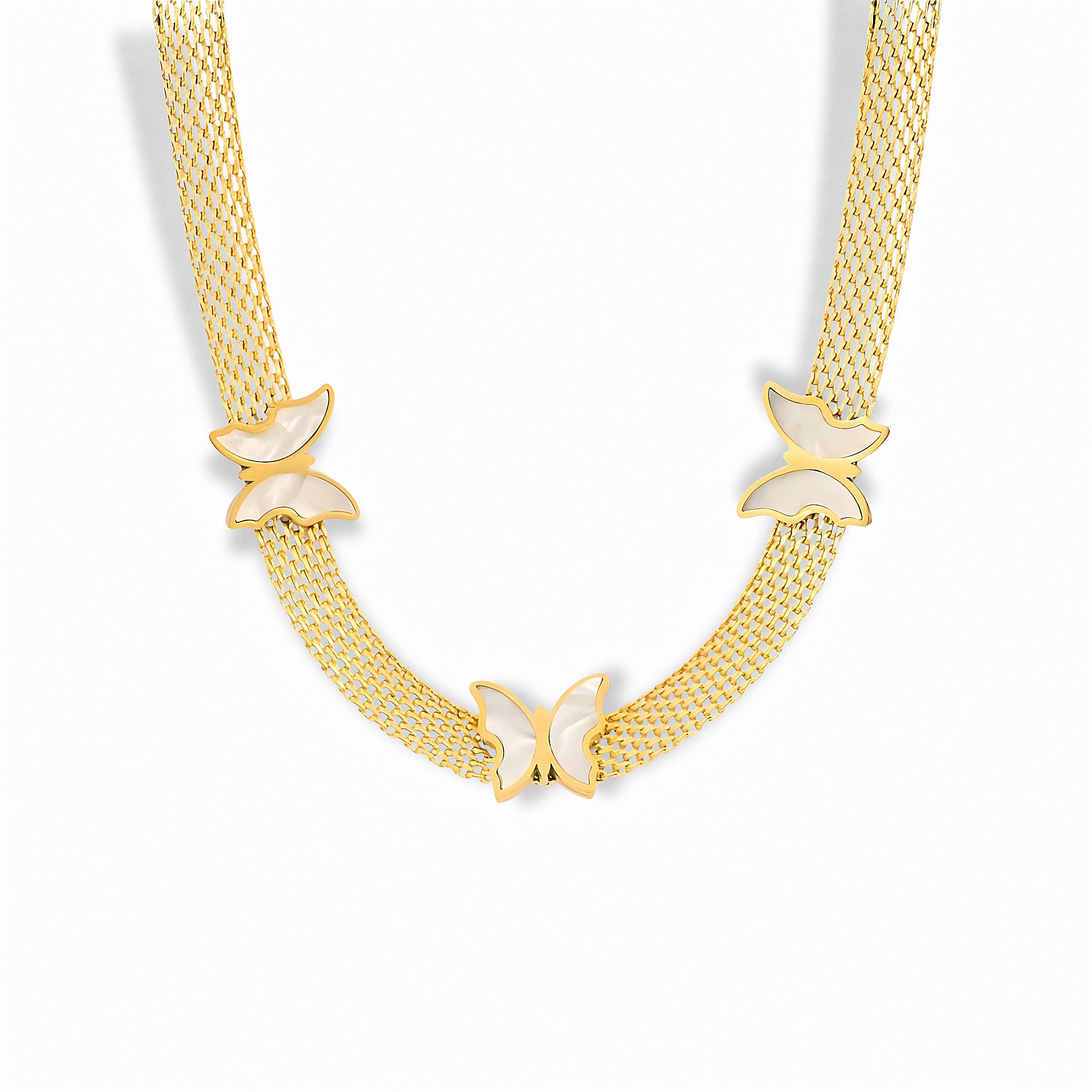 Glozya Butterfly Mesh Chain Necklace — studio product photo on white background