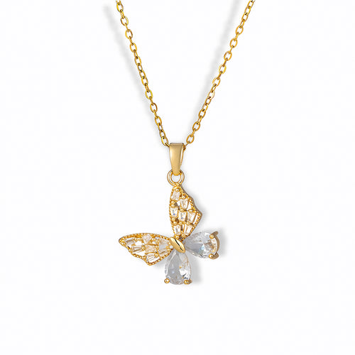 Glozya Butterfly Pendant Necklace — studio product photo on white background (detail view)