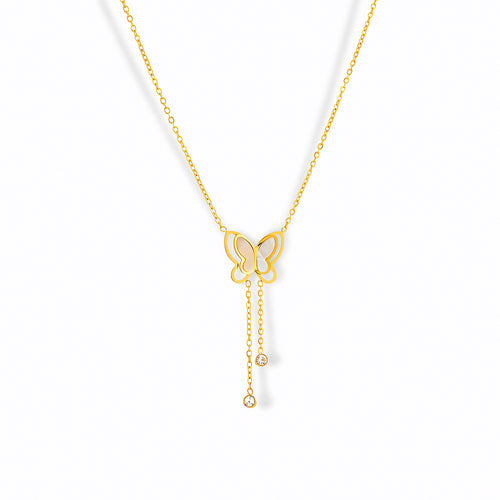 Glozya Butterfly Zircon Necklace — studio product photo on white background (detail view)