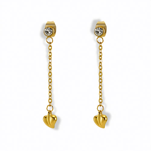 Glozya Chain Drop Heart Earrings — studio product photo on white background