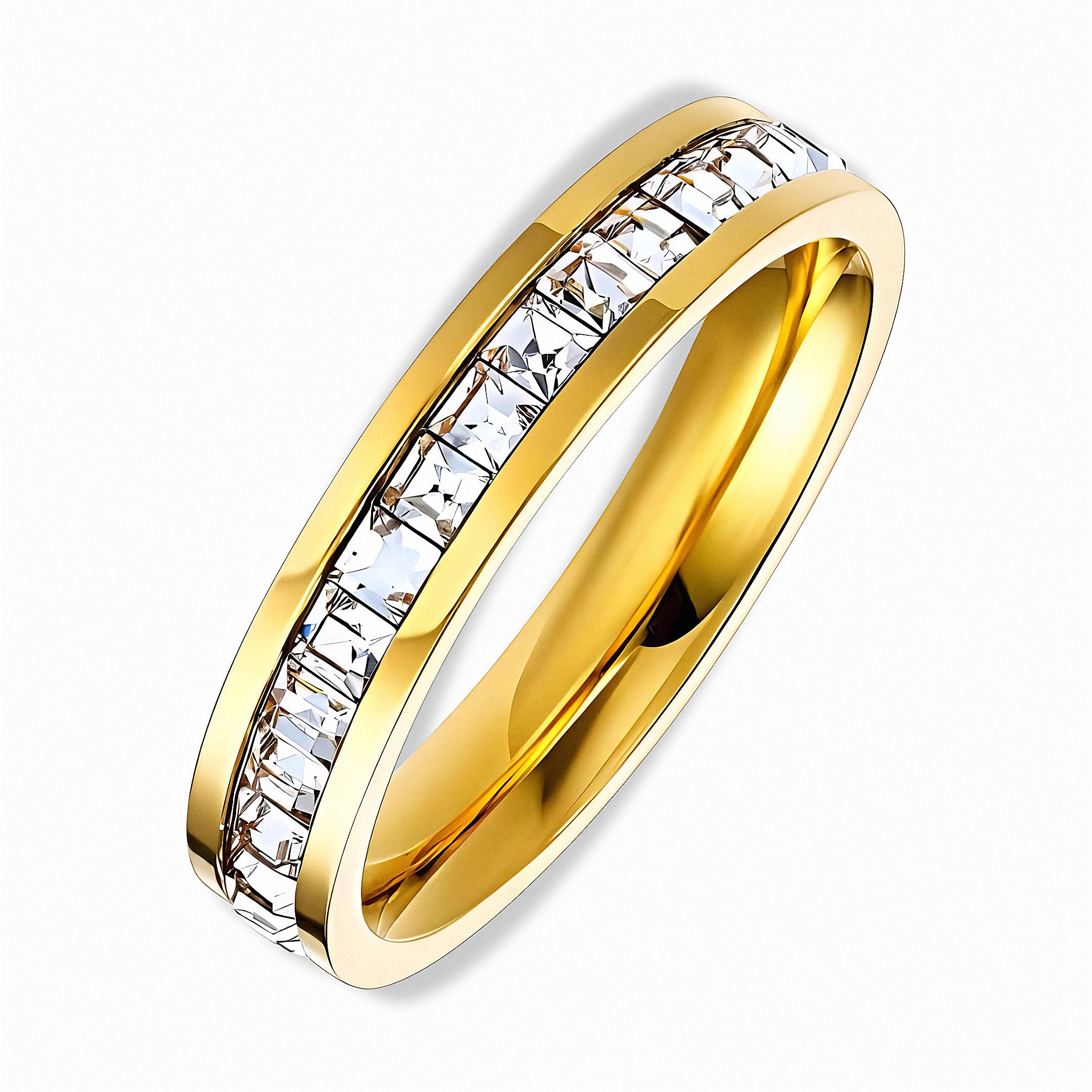 Glozya Channel Set CZ Ring — studio product photo on white background