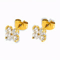 Glozya Clover Flower CZ Stud Earrings — studio product photo on white background