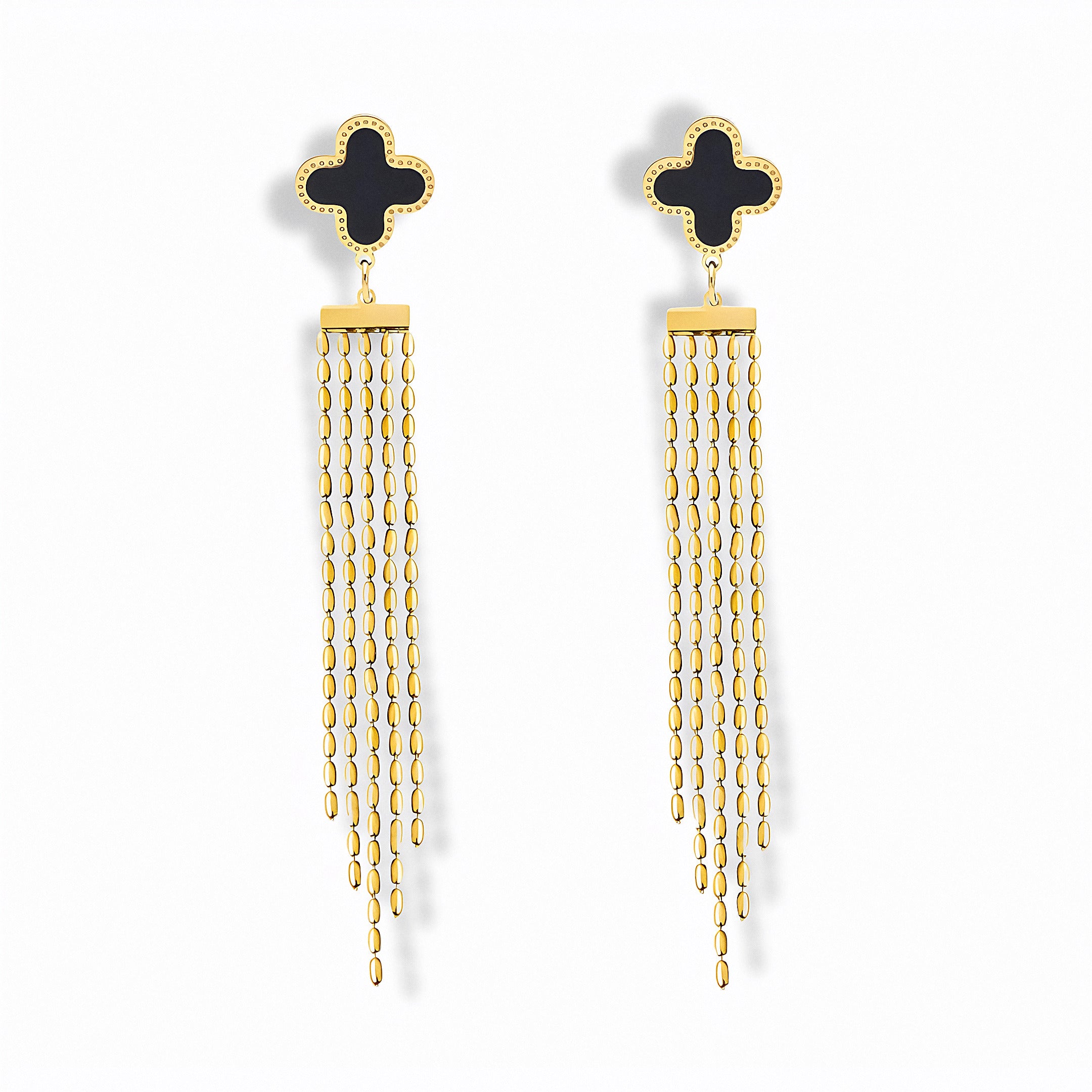 Glozya Clover Waterfall Stud Earrings — studio product photo on white background