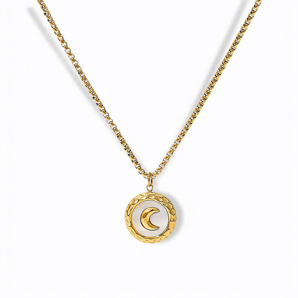 Glozya Crescent Moon Necklace — studio product photo on white background (detail view)