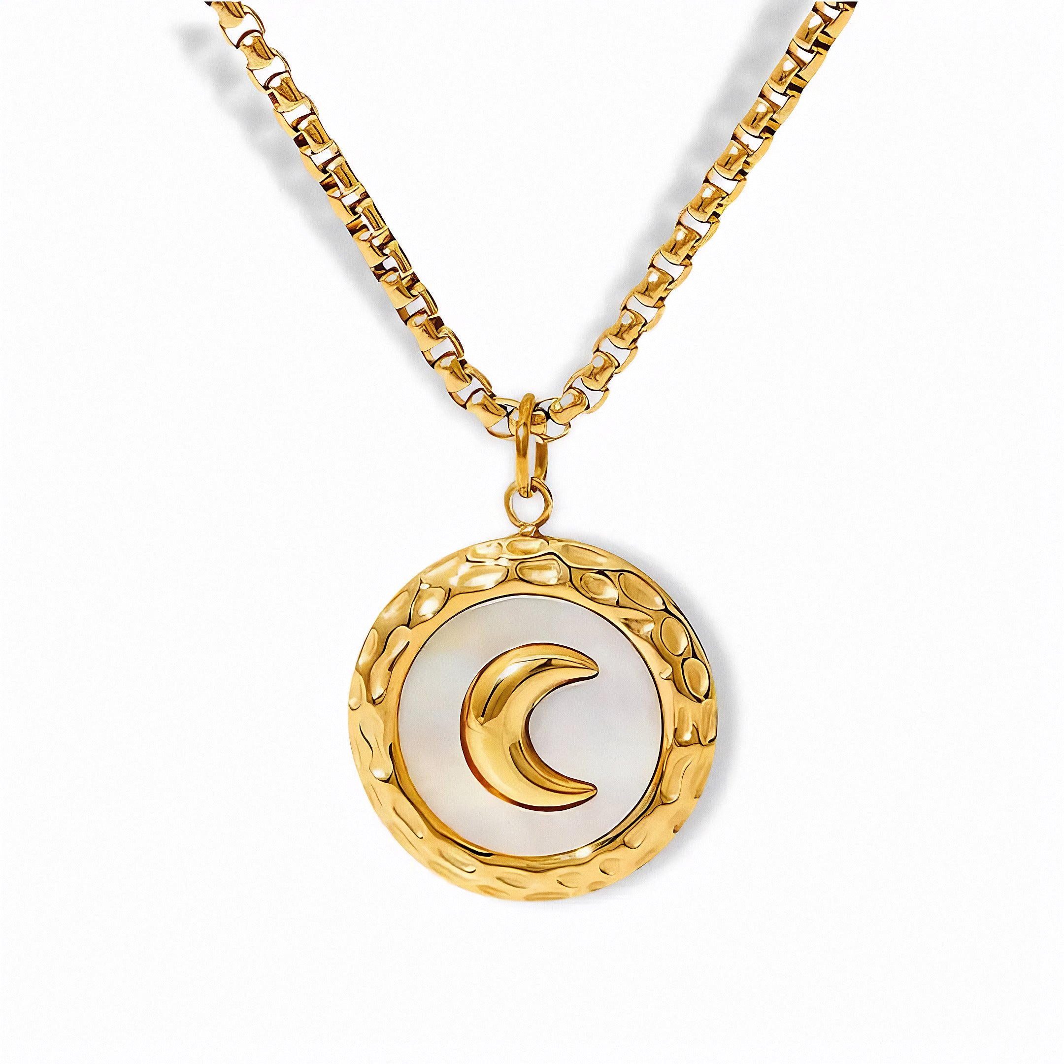 Glozya Crescent Moon Necklace — studio product photo on white background