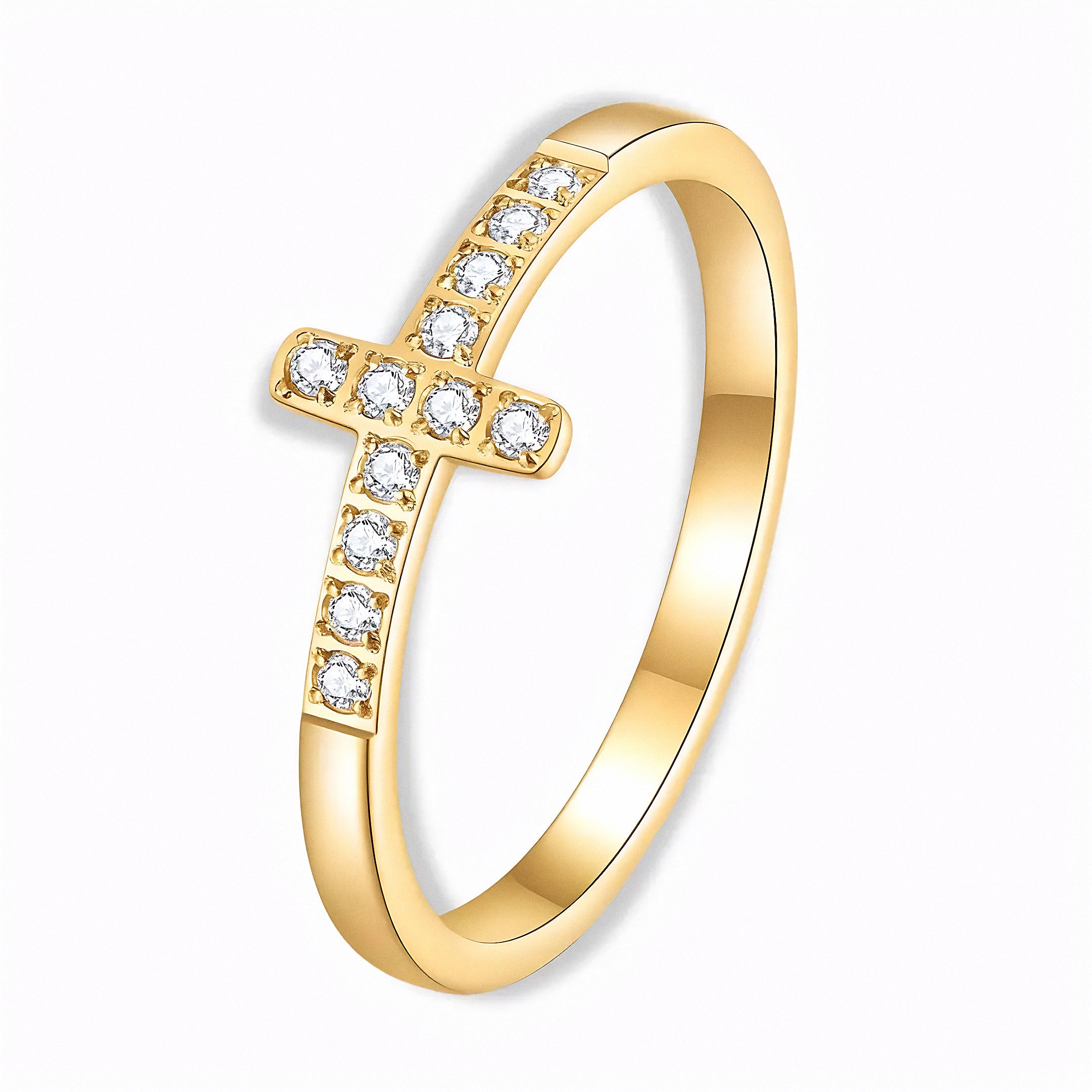 Glozya Cross CZ Ring — studio product photo on white background