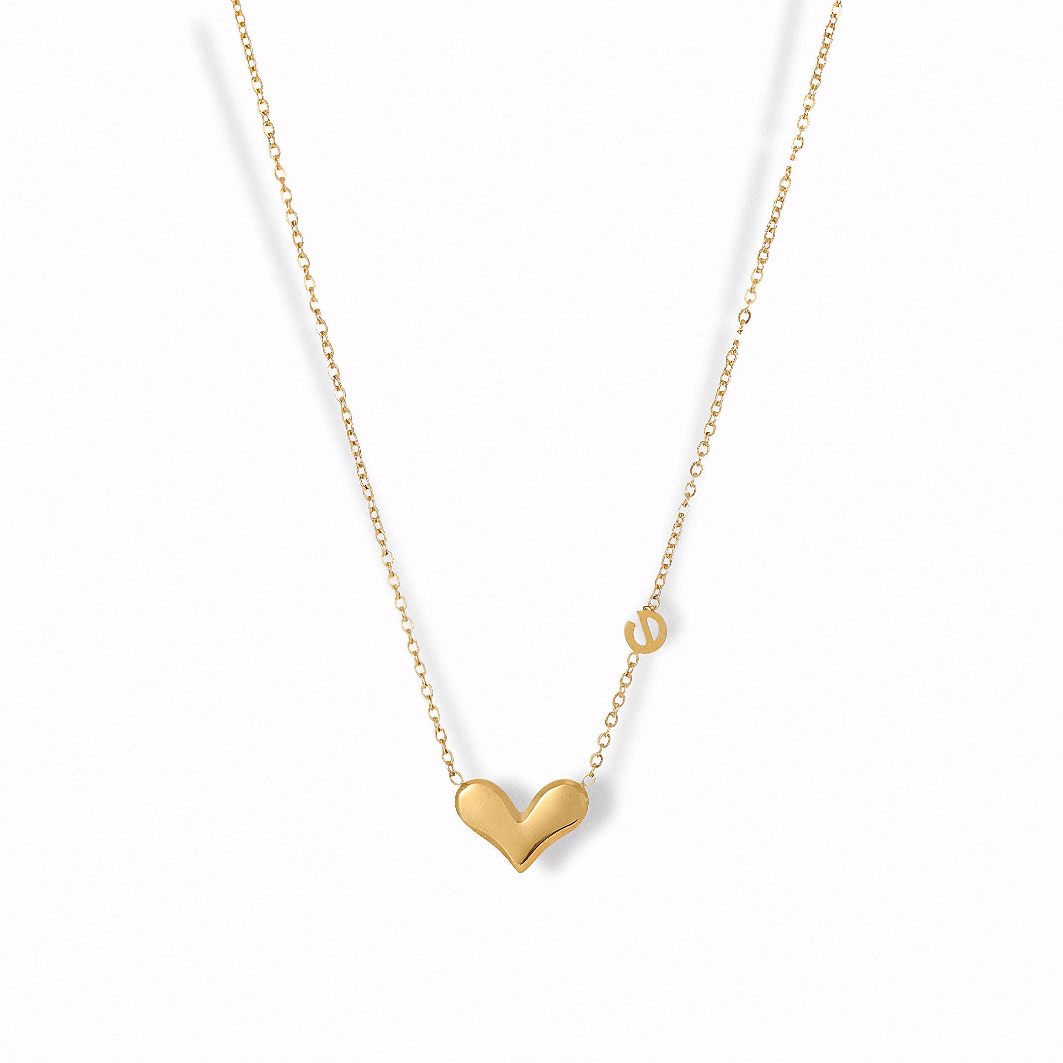 Glozya Cute Heart Charm Necklace — studio product photo on white background (detail view)