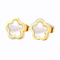 Glozya Floral Shell Stud Earrings — studio product photo on white background