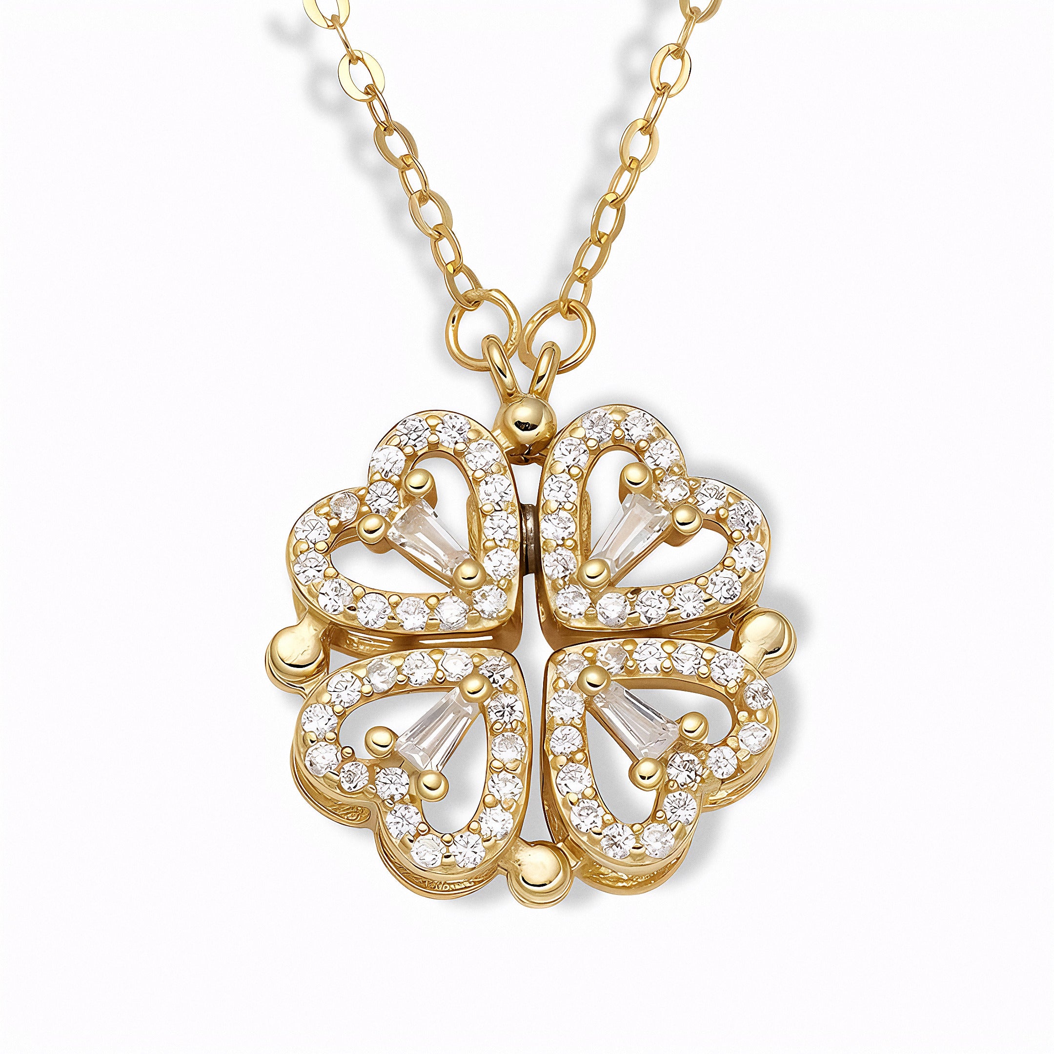 Glozya Four Heart Clover Necklace — studio product photo on white background