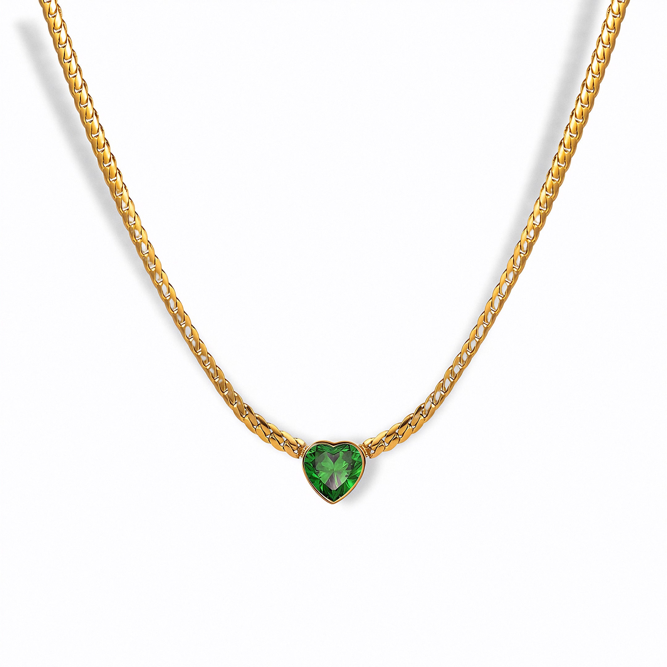 Glozya Green Heart Necklace — studio product photo on white background