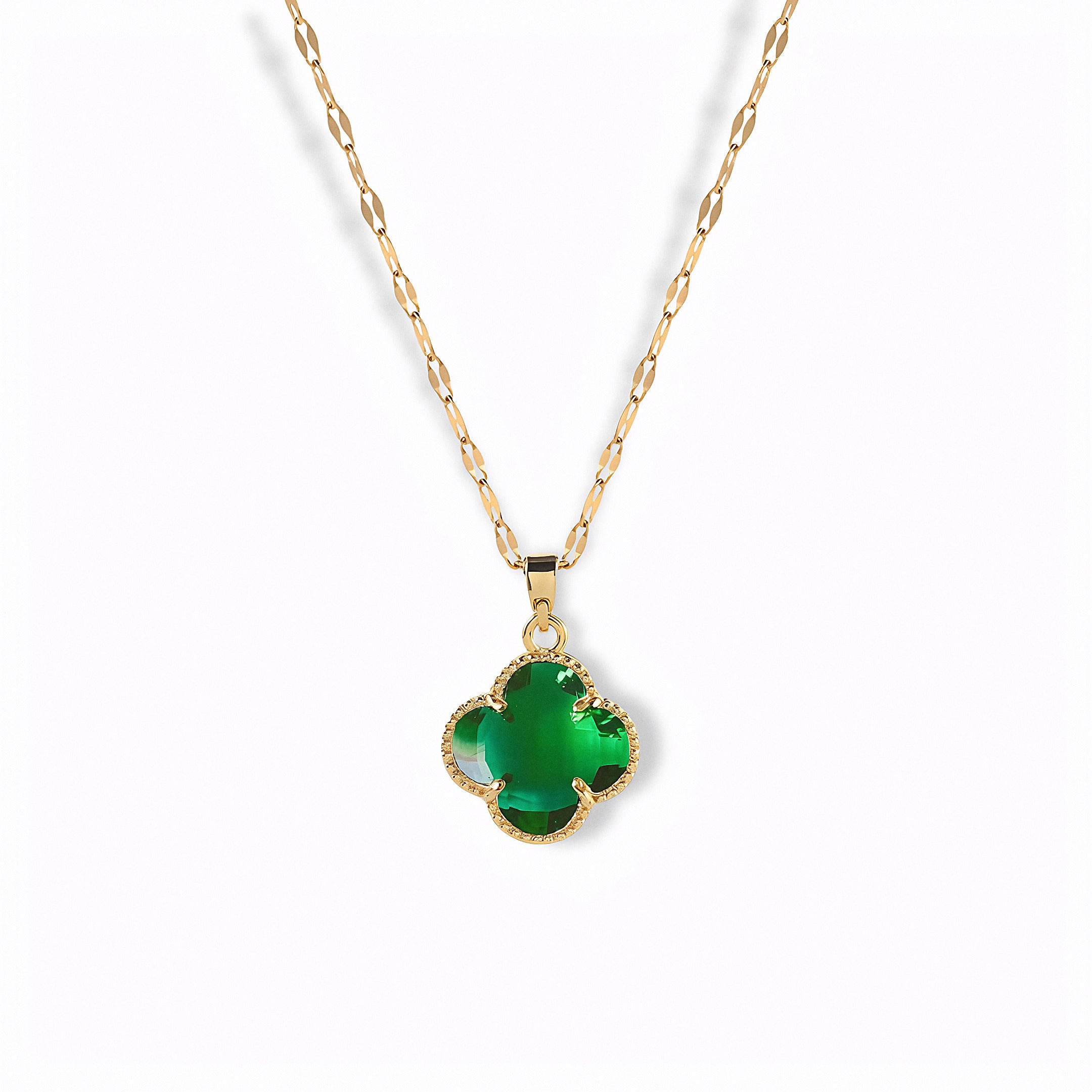 Glozya Green Zircon Clover — studio product photo on white background (detail view)