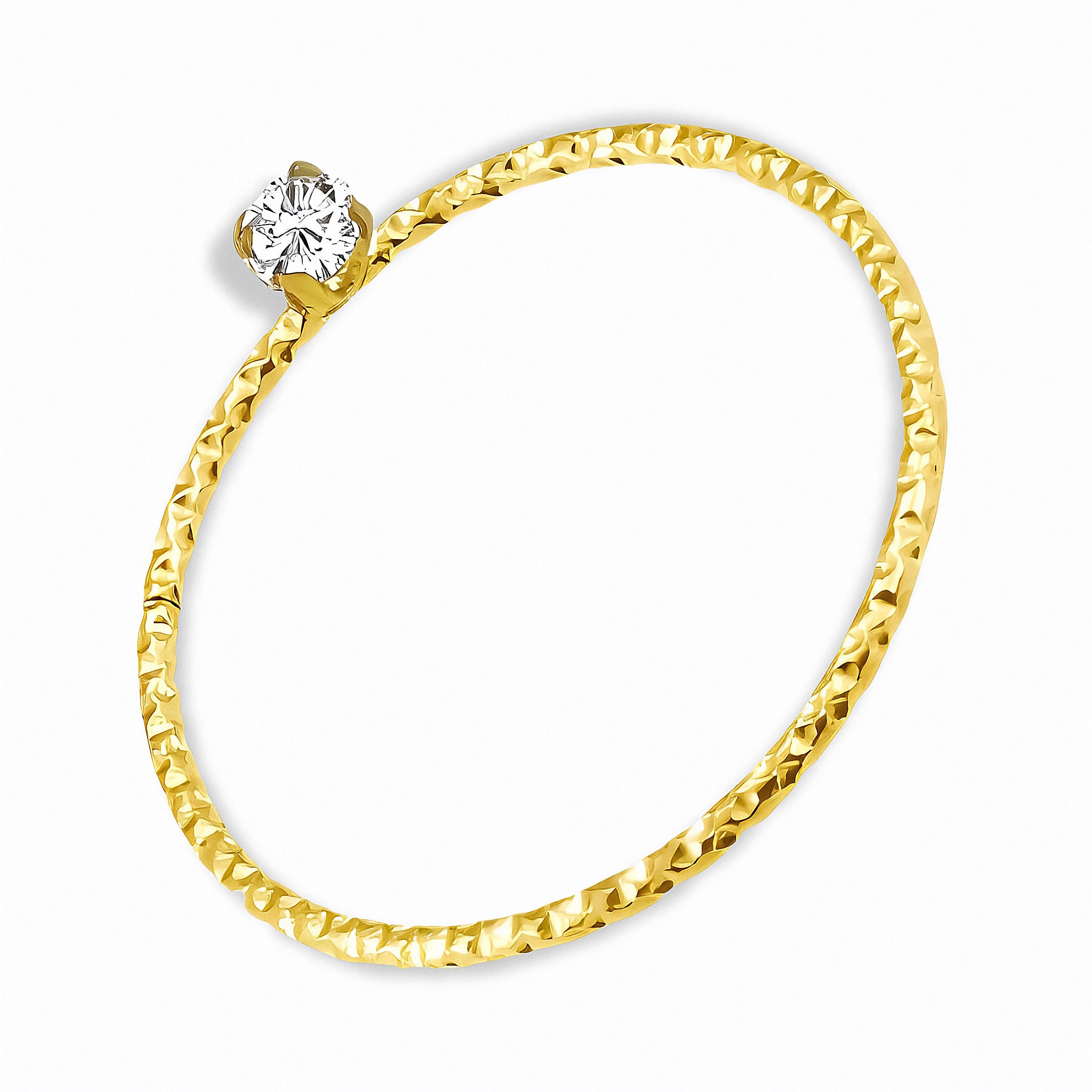 Glozya Hammered Band CZ Ring — studio product photo on white background