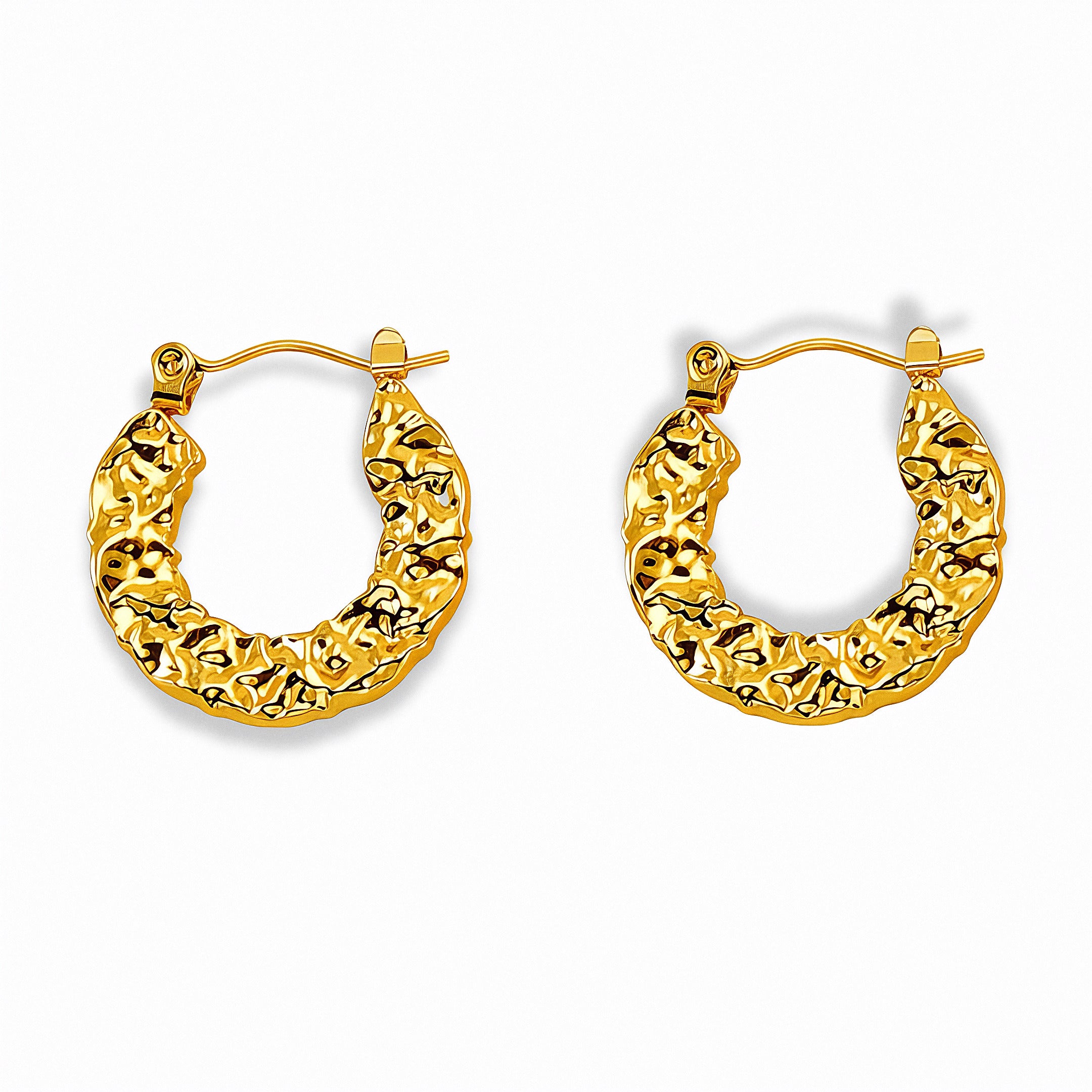 Glozya Hammered Pin Earrings — studio product photo on white background