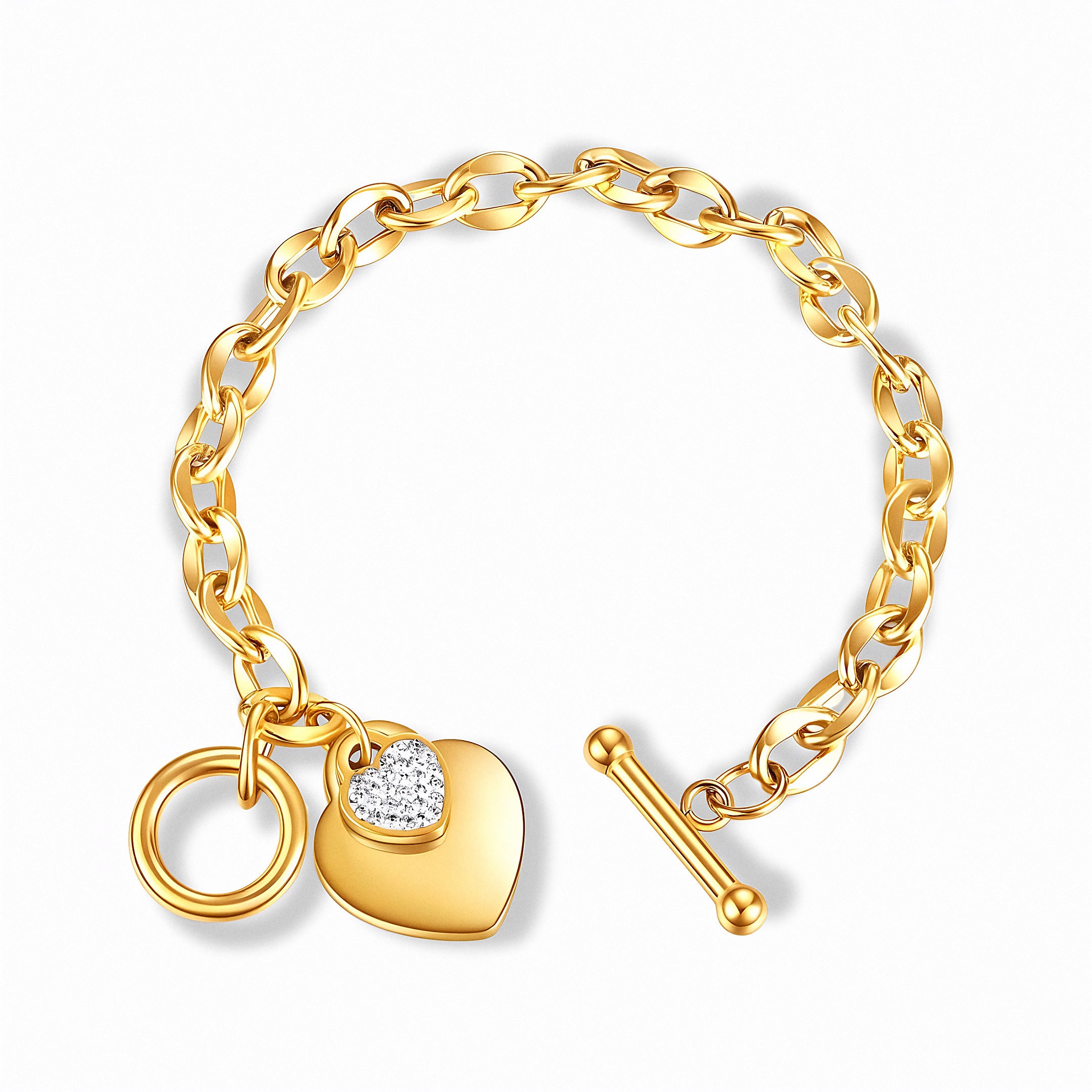 Glozya Heart Charm Bracelet — studio product photo on white background