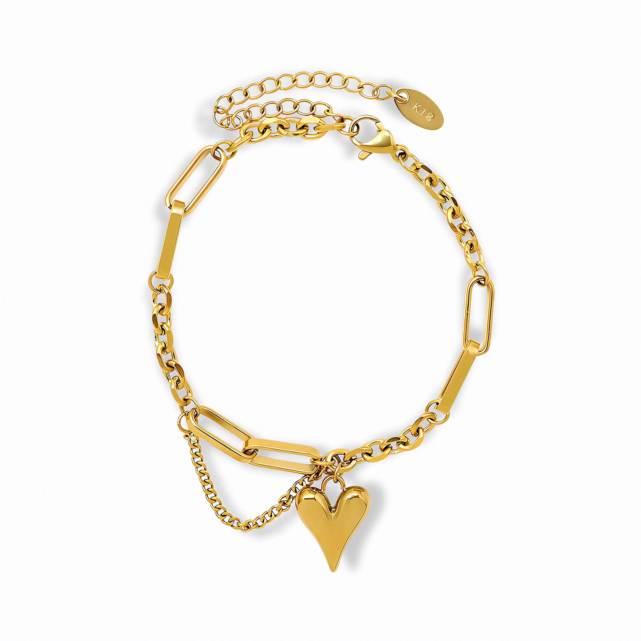 Glozya Heart Paperclip Bracelet — studio product photo on white background