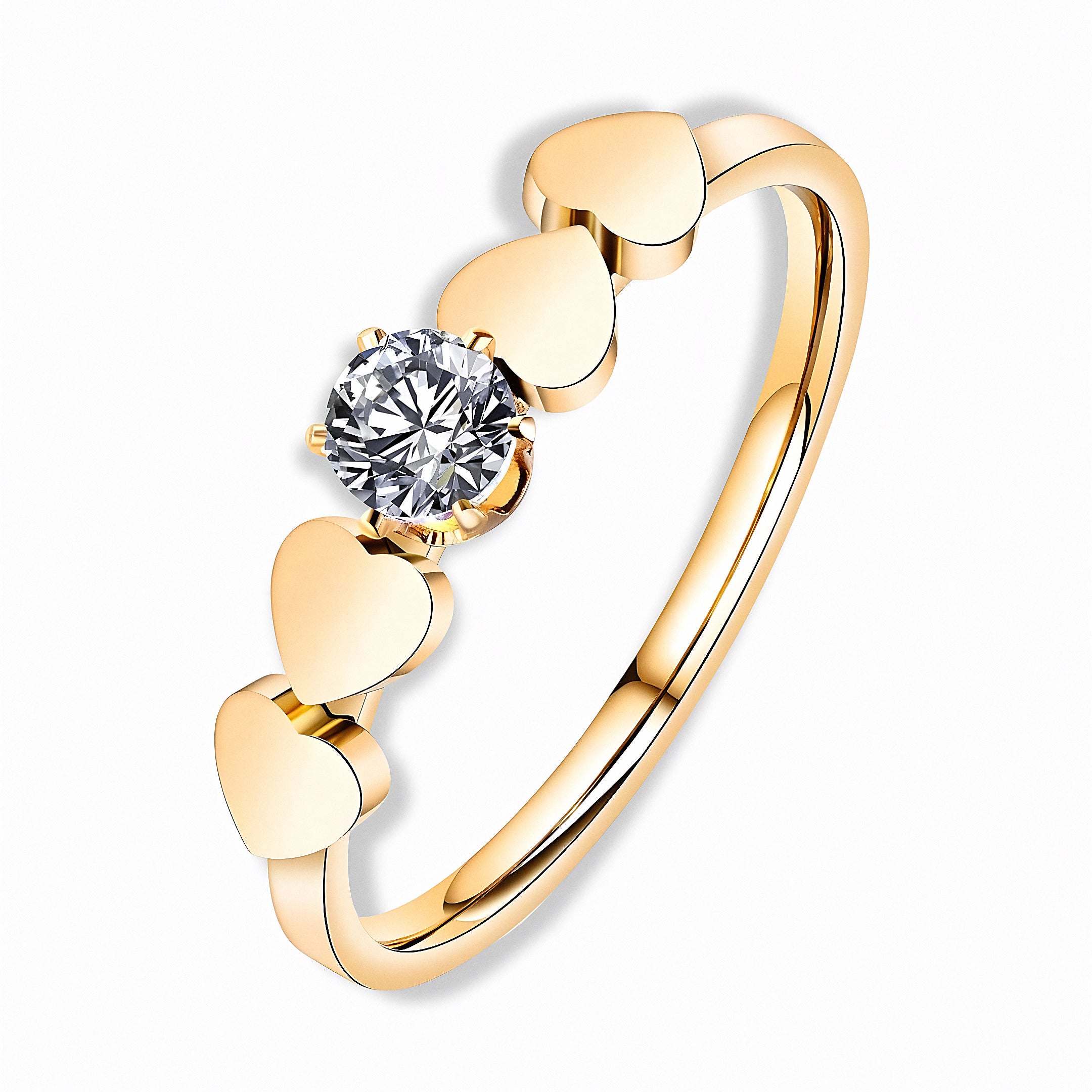 Glozya Heart Solitaire CZ Ring — studio product photo on white background
