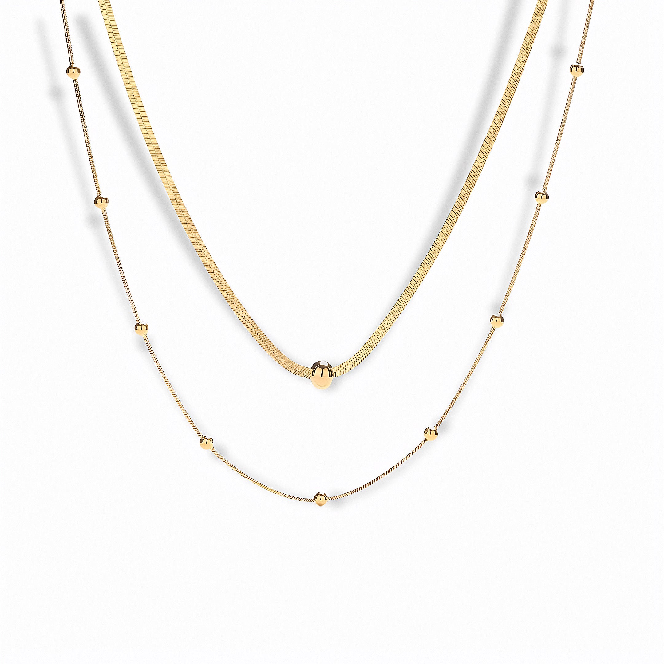 Glozya Layered Chain Necklace — studio product photo on white background