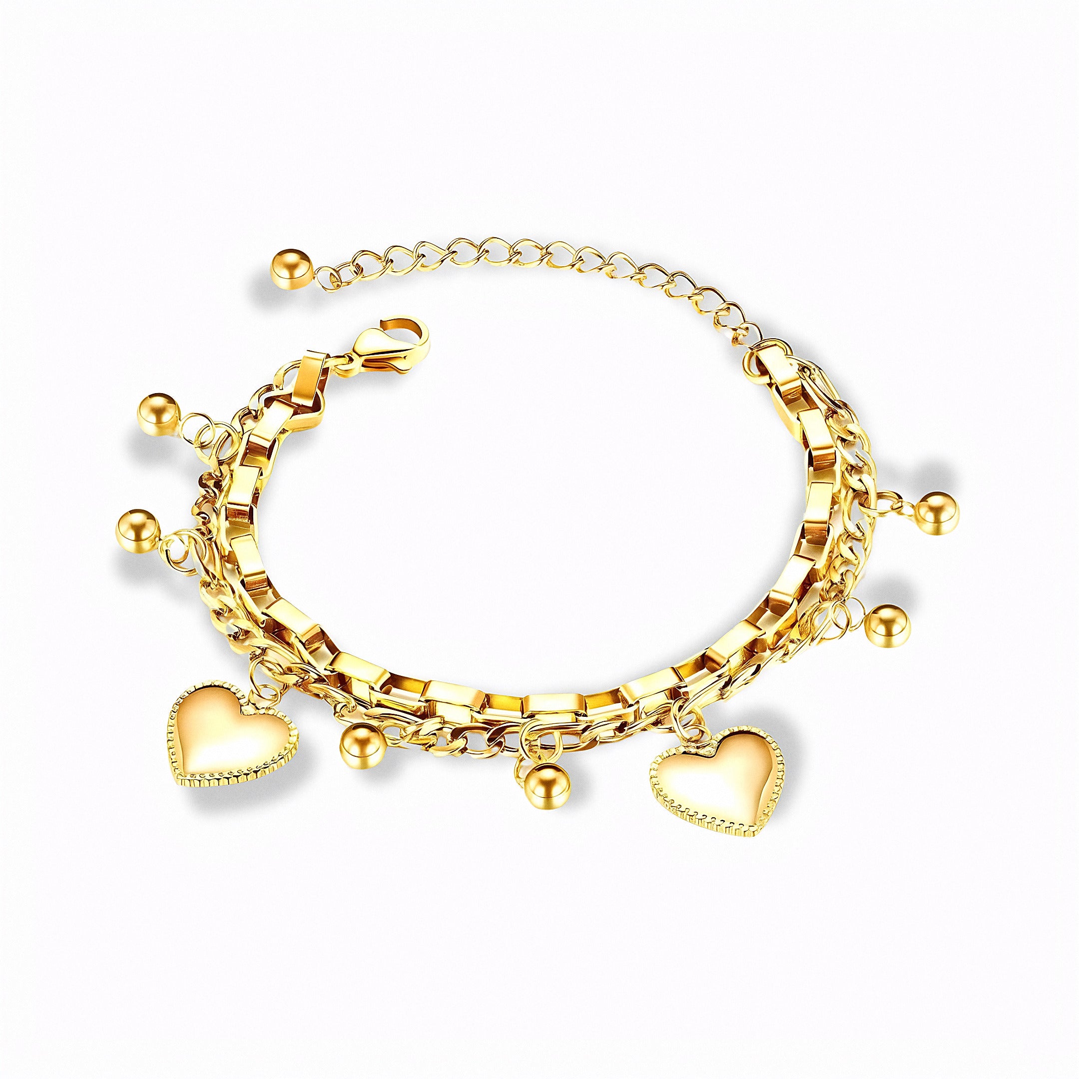 Glozya Layered Heart Bracelet — studio product photo on white background