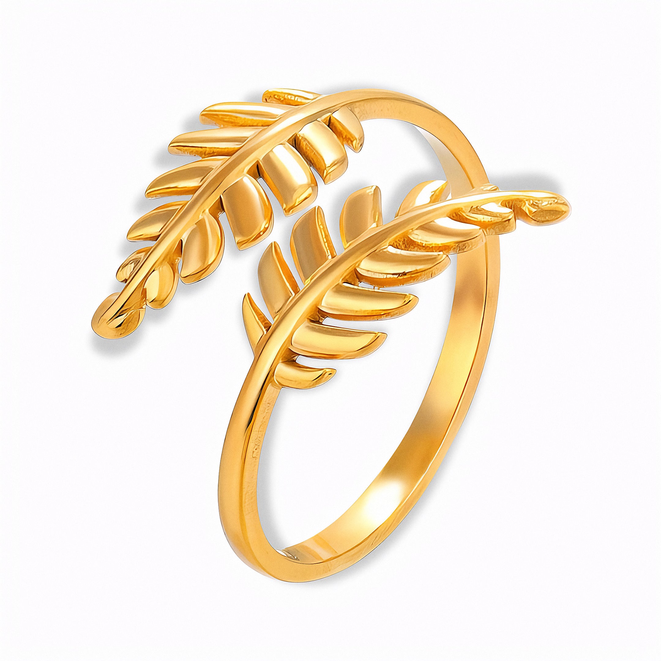 Glozya Leaf Wrap Ring — studio product photo on white background