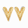 Glozya Letter V-Heart Stud Earrings — studio product photo on white background