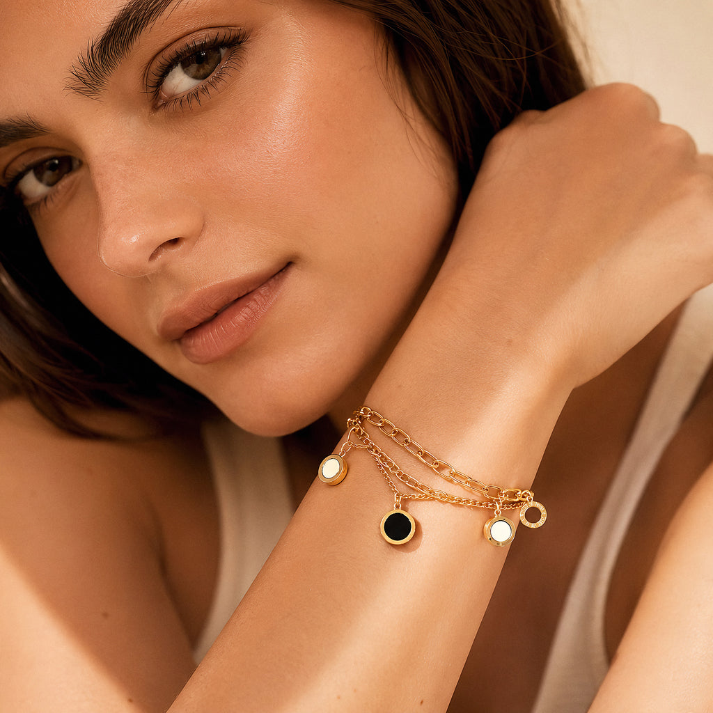 Glozya Multi Charm Bracelet — studio product photo on white background (detail view)