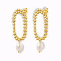 Glozya Pearl Drop Hoop Earrings — studio product photo on white background