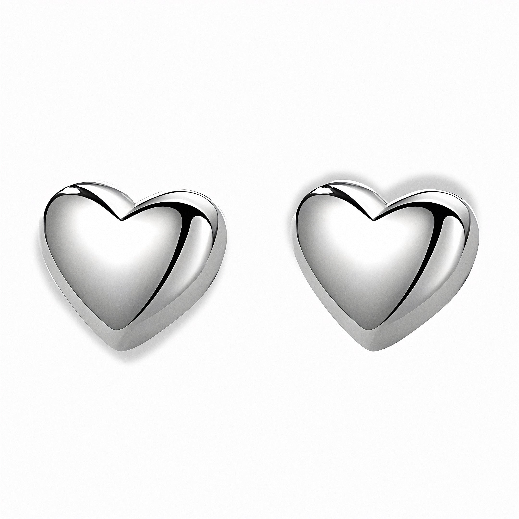 Glozya Puffy Heart Stud Earrings — studio product photo on white background
